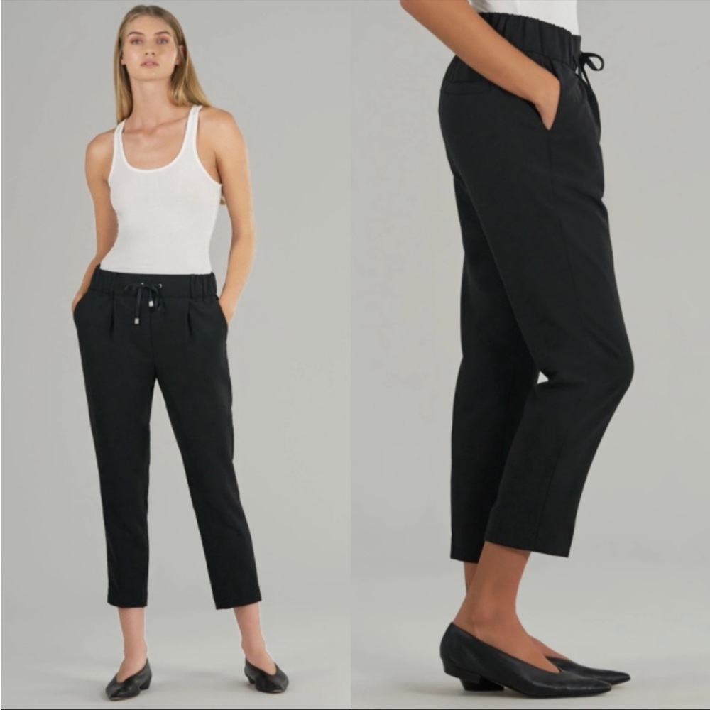 ATM ANTHONY THOMAS MELILLO Cropped Black Twill Cropped Drawstring Pant NEW